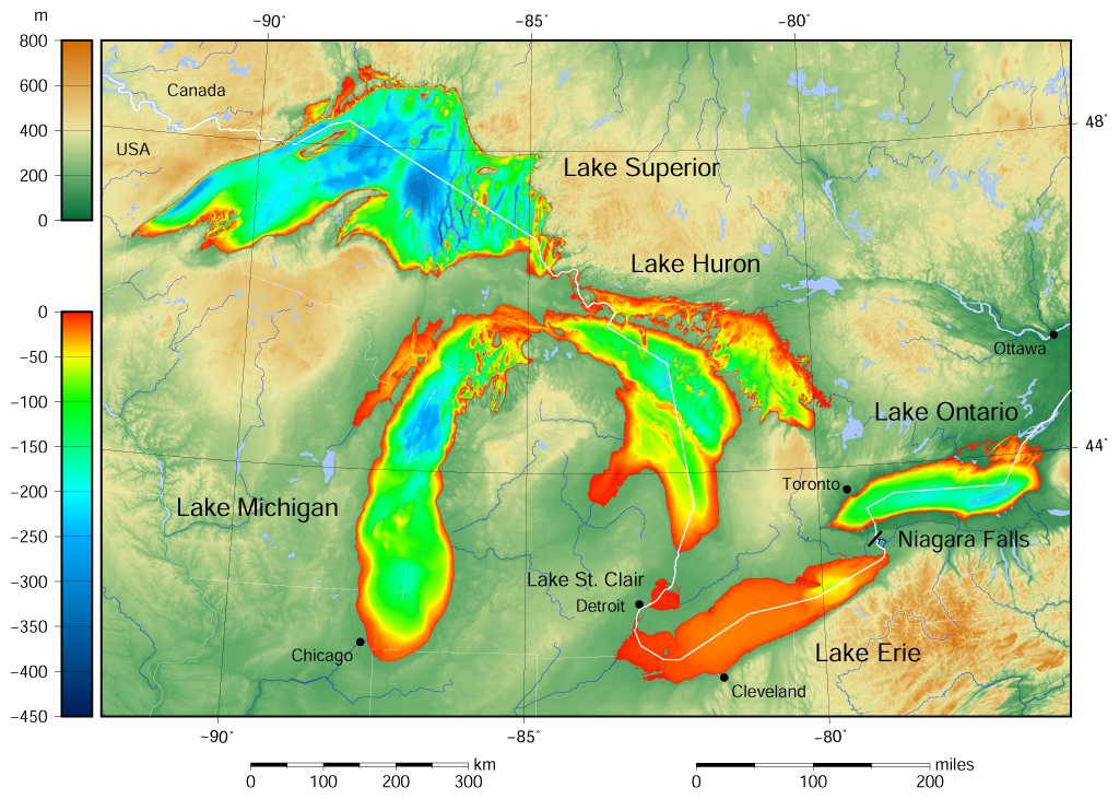 Great Lakes Bathymetry Map 2 