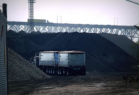 A truck arrives with more petcoke on Detroit’s waterfront in 2013 Stephen Boyle, FuzzyTek Images