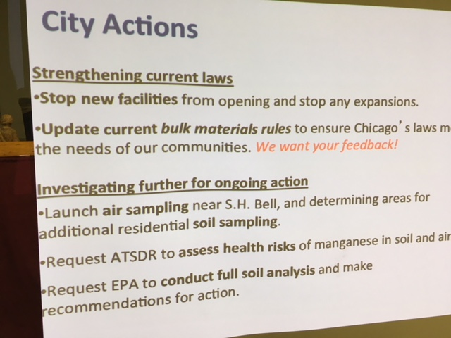 Chicago Department of Public Health posts actions it has taken on air quality on Chicago's Southeast side.Photo by Gary Wilson