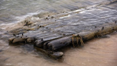 Shipwreck fragment emerges along Lake Michigan beach